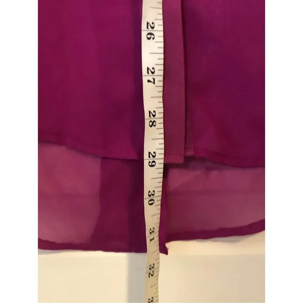 Free People XS Sheer Magenta Button Up Blouse Date Night Party Boho High Low Spl